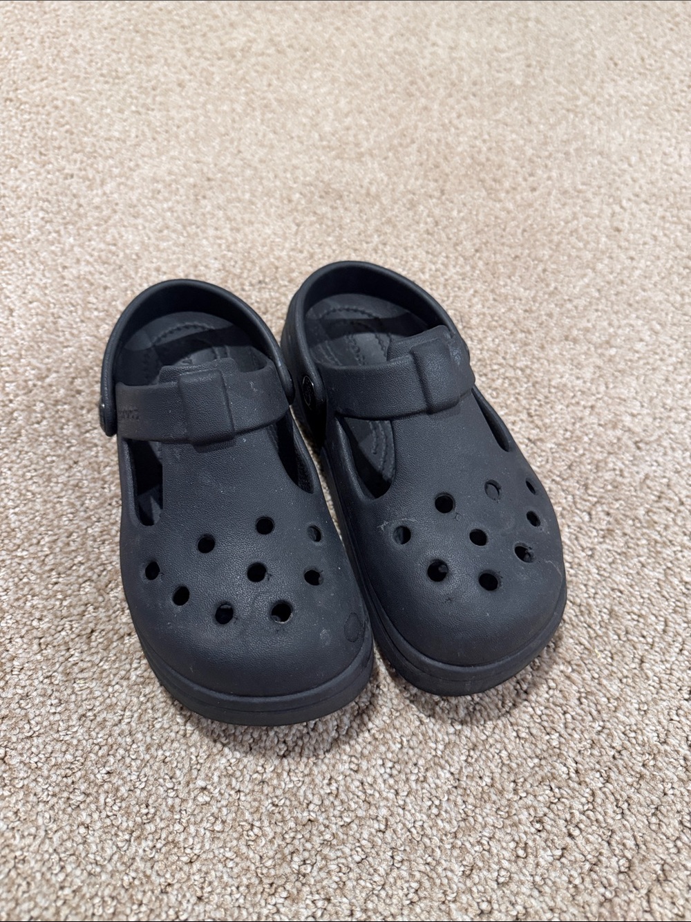 CROCS Kids Black Vented Clogs with Adjustable Heel Strap